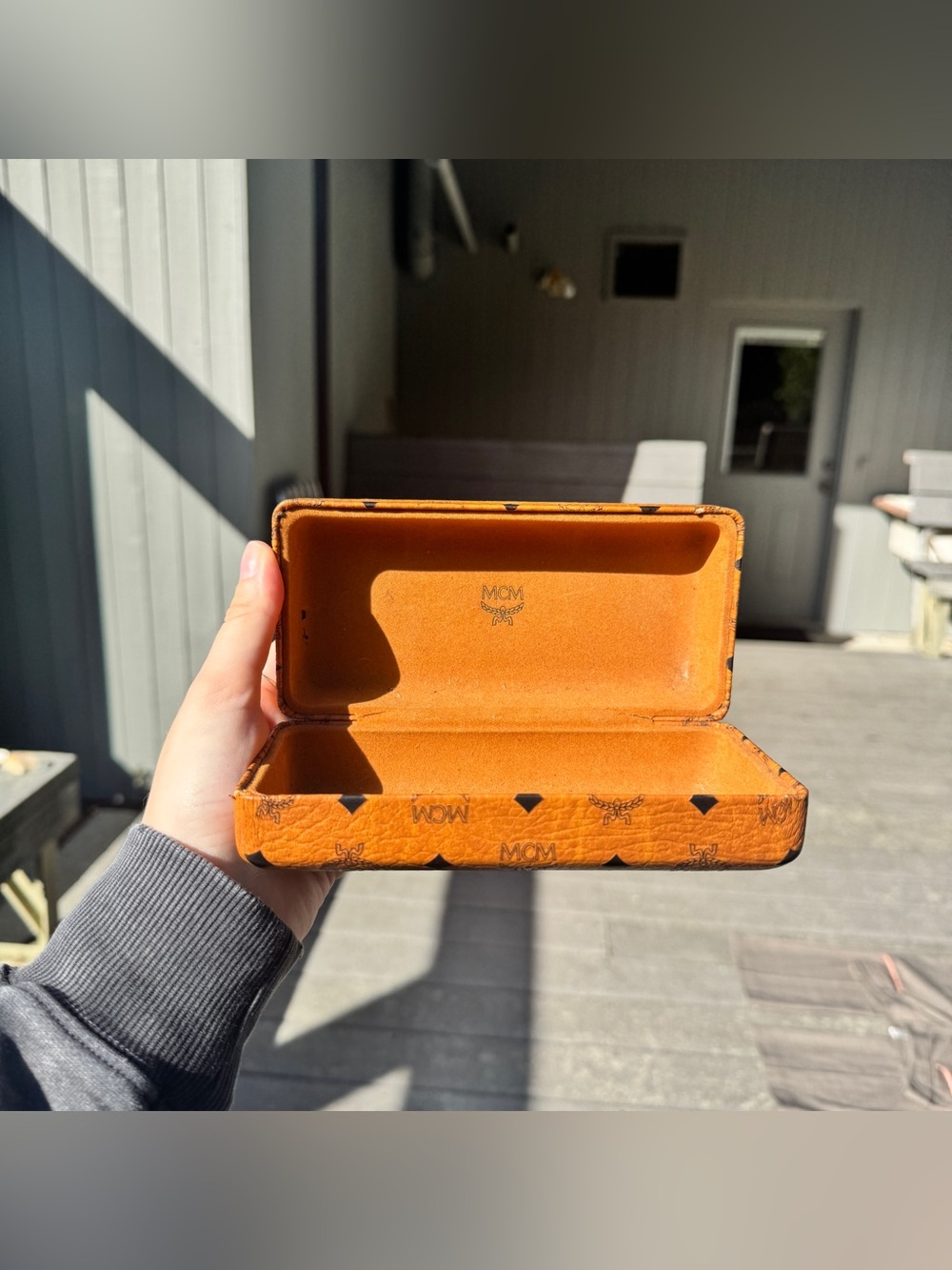 MCM Cognac Visetos Logo Leather Sunglasses Case - Picture 7 of 11